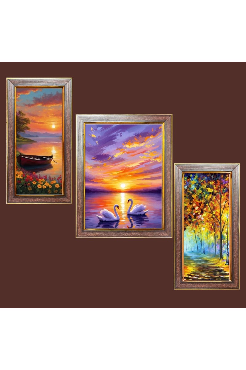 3-Pack Calmness of earth painting Photo Frames - 2 Pieces 6x13 Inch & 1 Piece 10x13 Inch - Rustic Wall Art for Home & Office Decor - Botanical Wall Hanging for Living Room, Bedroom, or 
