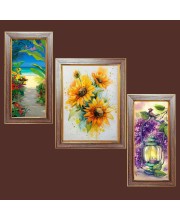 3-Pack Beautiful Garden paiting Photo Frames - 2 Pieces 6x13 Inch & 1 Piece 10x13 Inch - Rustic Wall Art for Home & Office Decor - Botanical Wall Hanging for Living Room, Bedroom, or Wo