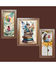 3-Pack Girl power painting Photo Frames - 2 Pieces 6x13 Inch & 1 Piece 10x13 Inch - Rustic Wall Art for Home & Office Decor - Botanical Wall Hanging for Living Room, Bedroom, or Workspa