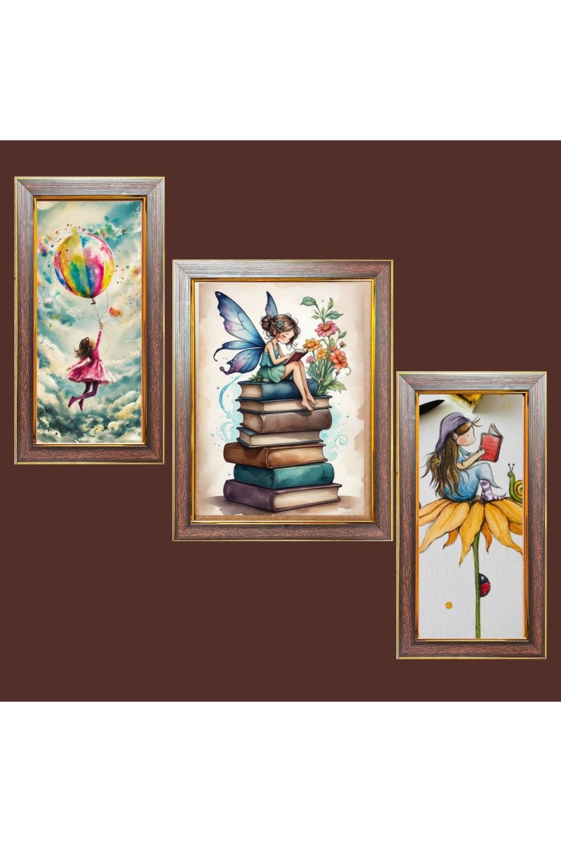 3-Pack Girl power painting Photo Frames - 2 Pieces 6x13 Inch & 1 Piece 10x13 Inch - Rustic Wall Art for Home & Office Decor - Botanical Wall Hanging for Living Room, Bedroom, or Workspa