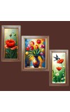 3-Pack Beautiful flower painitng Photo Frames - 2 Pieces 6x13 Inch & 1 Piece 10x13 Inch - Rustic Wall Art for Home & Office Decor - Botanical Wall Hanging for Living Room, Bedroom, or W