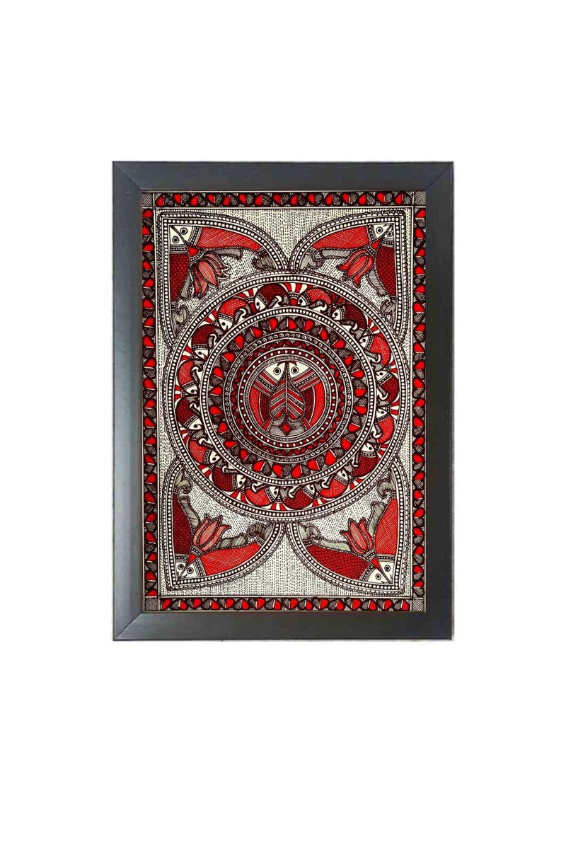 Beautiful Beautiful Madhubani Art Photo Frame - 11x15 Inch Black 1-Inch Frame with Mount Paper - Perfect for Home Decor, Living Room & Office