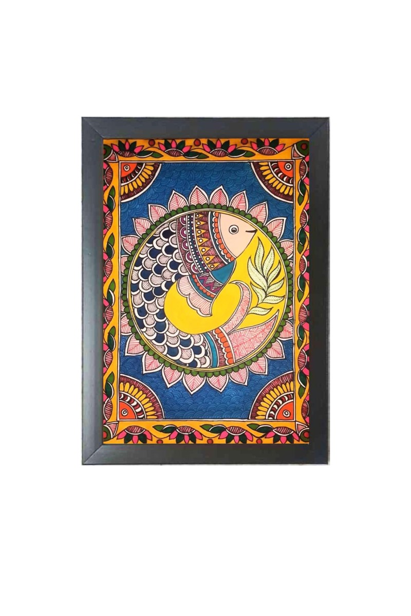 Beautiful Beautiful Madhubani Art Photo Frame - 11x15 Inch Black 1-Inch Frame with Mount Paper - Perfect for Home Decor, Living Room & Office
