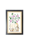 Beautiful Beautiful Cow & Lotus Pichwai  Photo Frame - 11x15 Inch Black 1-Inch Frame with Mount Paper - Perfect for Home Decor, Living Room & Office