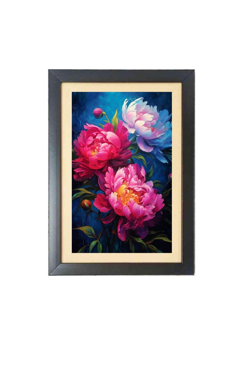 Beautiful Beautiful Peonies Flower Photo Frame - 11x15 Inch Black 1-Inch Frame with Mount Paper - Perfect for Home Decor, Living Room & Office