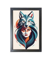 Beautiful Beautiful Vector Girl With Dog Photo Frame - 11x15 Inch Black 1-Inch Frame with Mount Paper - Perfect for Home Decor, Living Room & Office