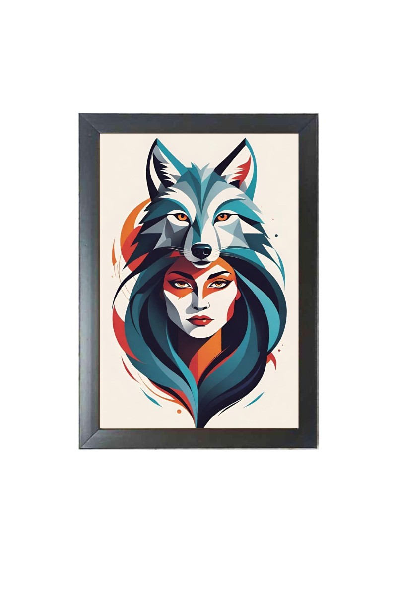 Beautiful Beautiful Vector Girl With Dog Photo Frame - 11x15 Inch Black 1-Inch Frame with Mount Paper - Perfect for Home Decor, Living Room & Office