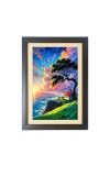 Beautiful Beautiful Sunset House with tree and lake Photo Frame - 11x15 Inch Black 1-Inch Frame with Mount Paper - Perfect for Home Decor, Living Room & Office