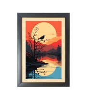 Beautiful Beautiful Sunset Bird with tree Photo Frame - 11x15 Inch Black 1-Inch Frame with Mount Paper - Perfect for Home Decor, Living Room & Office