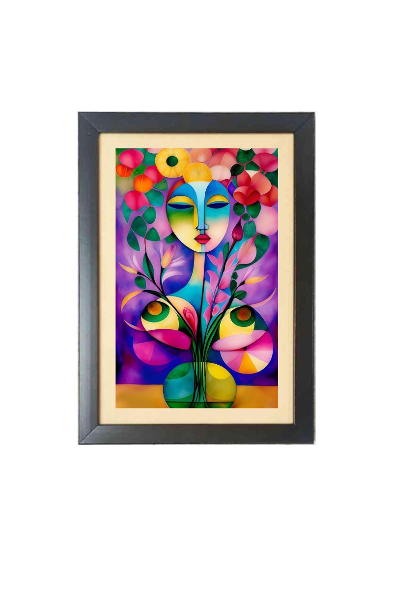 Beautiful Beautiful Abstract Art Girl Photo Frame - 11x15 Inch Black 1-Inch Frame with Mount Paper - Perfect for Home Decor, Living Room & Office