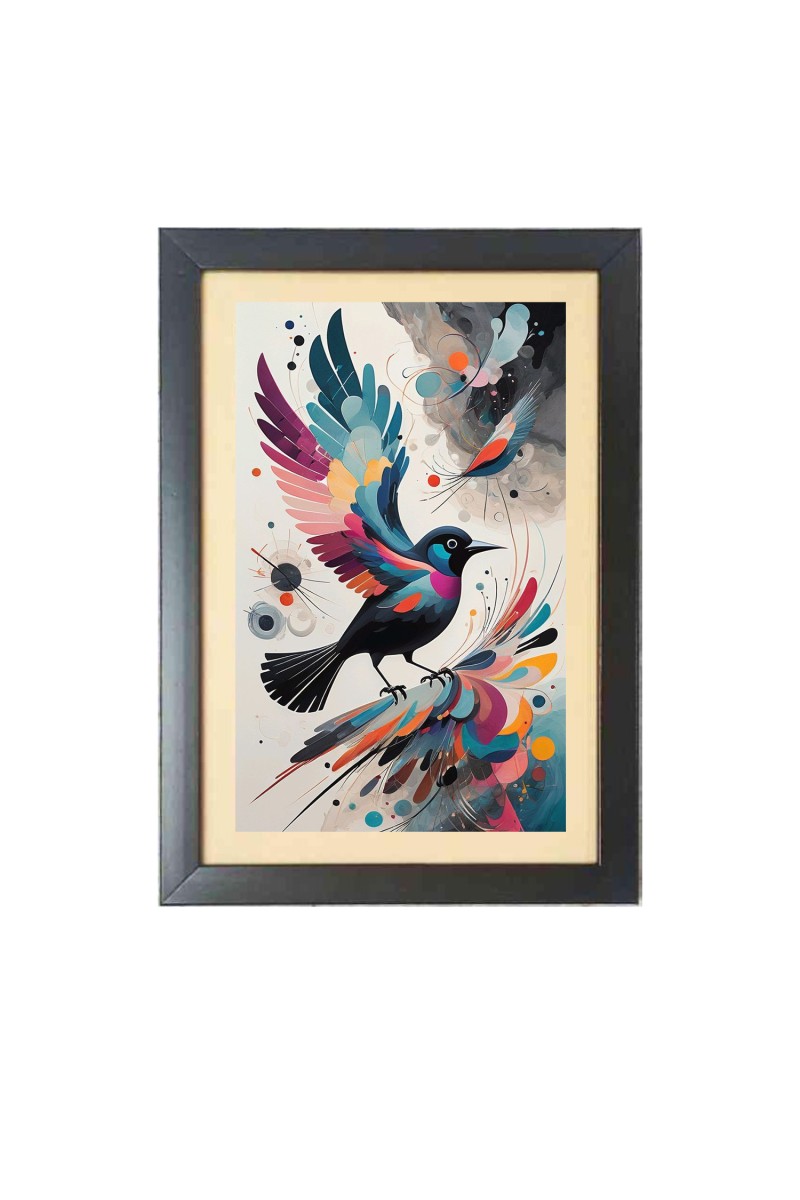 Beautiful Beautiful Abstract Art Bird Photo Frame - 11x15 Inch Black 1-Inch Frame with Mount Paper - Perfect for Home Decor, Living Room & Office
