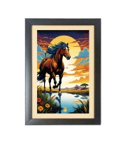 Beautiful Beautiful Running Horse Photo Frame - 11x15 Inch Black 1-Inch Frame with Mount Paper - Perfect for Home Decor, Living Room & Office
