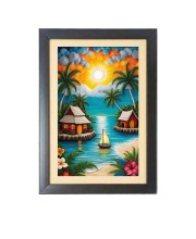 Beautiful Beautiful Sunset with house Photo Frame - 11x15 Inch Black 1-Inch Frame with Mount Paper - Perfect for Home Decor, Living Room & Office