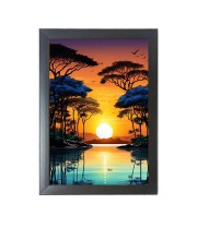 Beautiful Beautiful Sunset With Tree Photo Frame - 11x15 Inch Black 1-Inch Frame with Mount Paper - Perfect for Home Decor, Living Room & Office