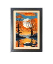 Beautiful Beautiful Sunset Tree Photo Frame - 11x15 Inch Black 1-Inch Frame with Mount Paper - Perfect for Home Decor, Living Room & Office