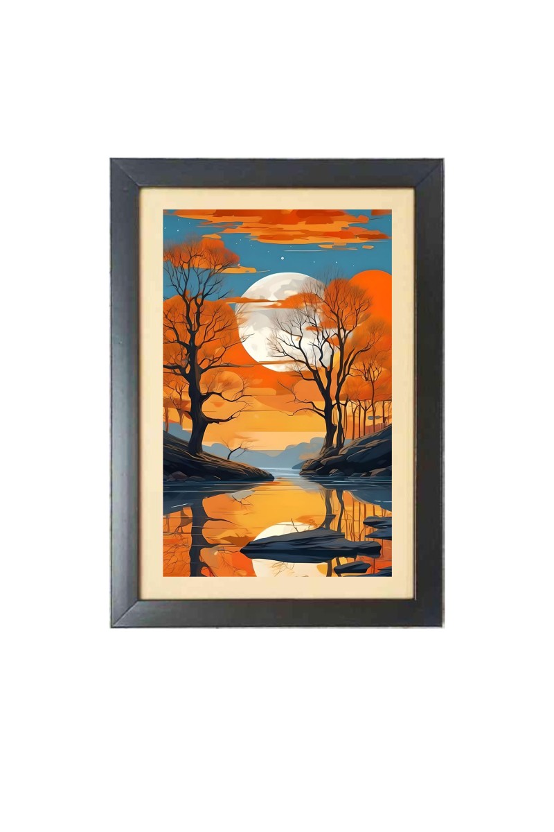 Beautiful Beautiful Sunset Tree Photo Frame - 11x15 Inch Black 1-Inch Frame with Mount Paper - Perfect for Home Decor, Living Room & Office