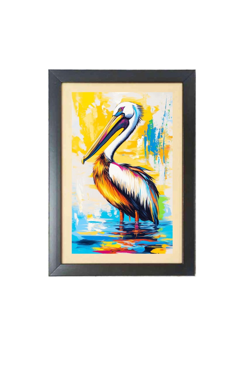 Beautiful Beautiful Colorful Pelican Photo Frame - 11x15 Inch Black 1-Inch Frame with Mount Paper - Perfect for Home Decor, Living Room & Office