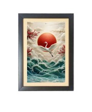 Beautiful Beautiful Japanese Crane Art Photo Frame - 11x15 Inch Black 1-Inch Frame with Mount Paper - Perfect for Home Decor, Living Room & Office