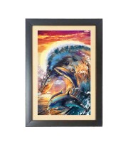 Beautiful Beautiful Dolphin with river Photo Frame - 11x15 Inch Black 1-Inch Frame with Mount Paper - Perfect for Home Decor, Living Room & Office