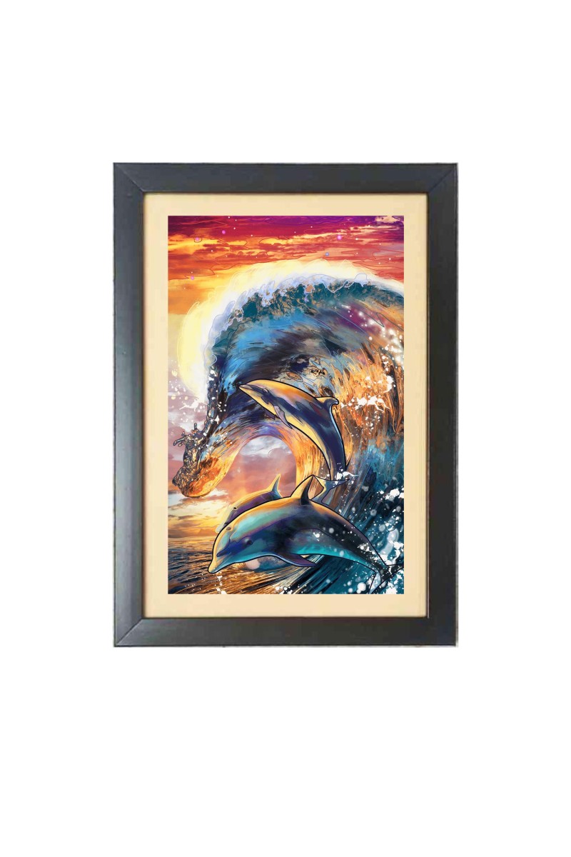 Beautiful Beautiful Dolphin with river Photo Frame - 11x15 Inch Black 1-Inch Frame with Mount Paper - Perfect for Home Decor, Living Room & Office