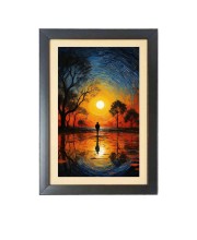Beautiful Beautiful Sunset with Tree Photo Frame - 11x15 Inch Black 1-Inch Frame with Mount Paper - Perfect for Home Decor, Living Room & Office