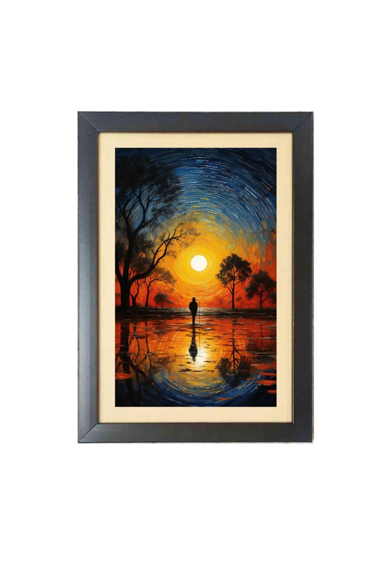 Beautiful Beautiful Sunset with Tree Photo Frame - 11x15 Inch Black 1-Inch Frame with Mount Paper - Perfect for Home Decor, Living Room & Office