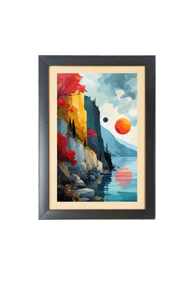 Beautiful Beautiful Mountain with river Photo Frame - 11x15 Inch Black 1-Inch Frame with Mount Paper - Perfect for Home Decor, Living Room & Office