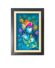 Beautiful Beautiful Radha Krishna Photo Frame - 11x15 Inch Black 1-Inch Frame with Mount Paper - Perfect for Home Decor, Living Room & Office