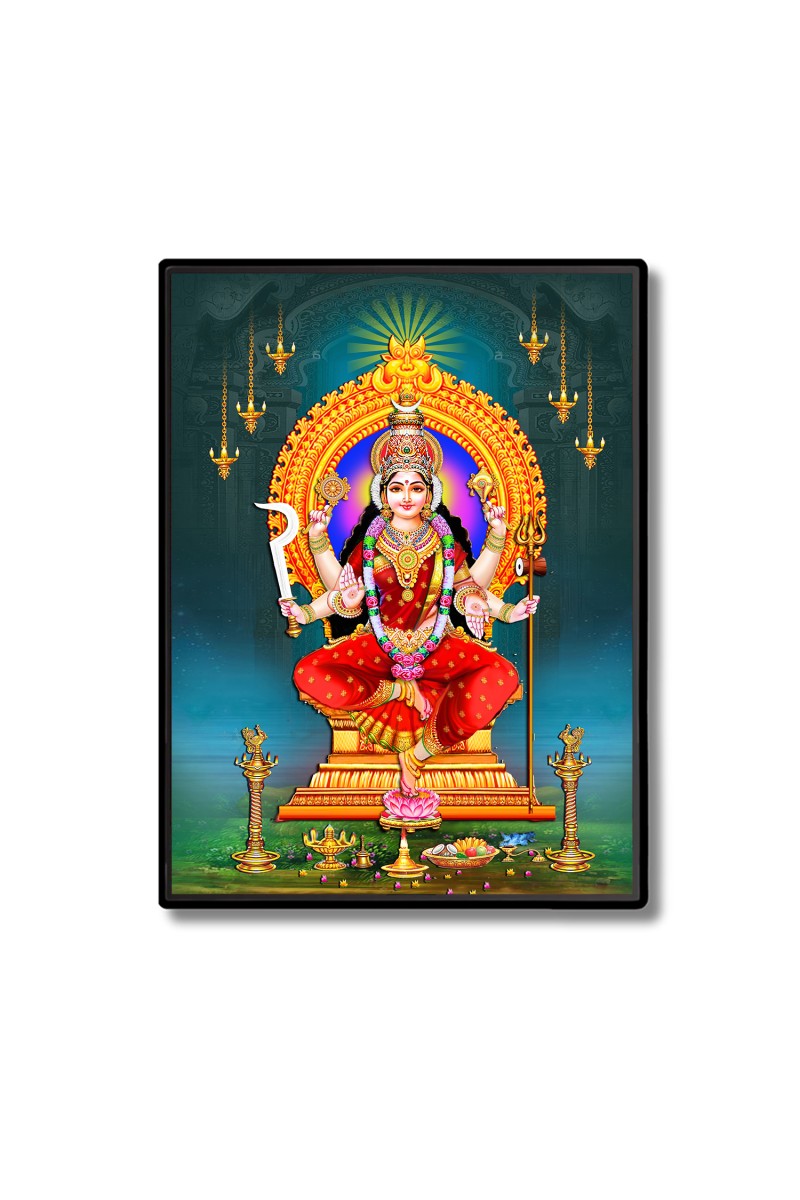 Maa Lakshmi Laminated Photo  - 5x7 Inches, Divine Blessings for Home & Office and Temple Decoration