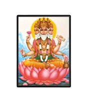 Brahma  Laminated Photo  - 5x7 Inches, Divine Blessings for Home & Office and Temple Decoration