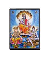 Brahma Lord Vishnu & Shiva Laminated Photo  - 5x7 Inches, Divine Blessings for Home & Office and Temple Decoration