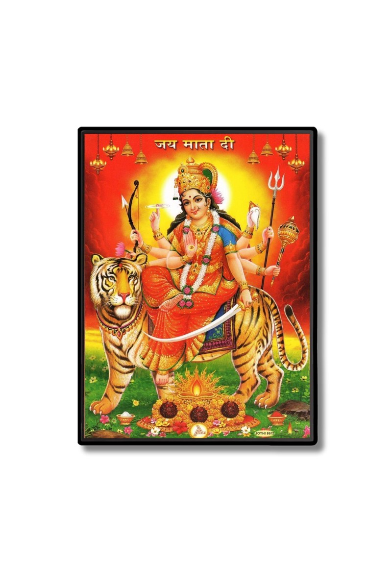 Maa Durga Laminated Photo  - 5x7 Inches, Divine Blessings for Home & Office and Temple Decoration