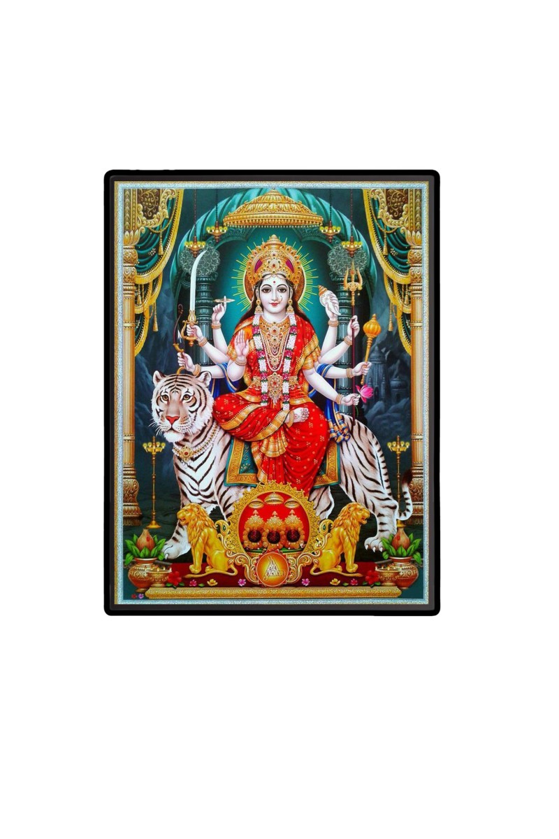 Maa Durga Laminated Photo  - 5x7 Inches, Divine Blessings for Home & Office and Temple Decoration