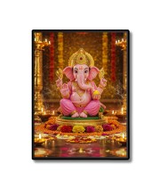 Lord Ganesh Laminated Photo  - 5x7 Inches, Divine Blessings for Home & Office and Temple Decoration