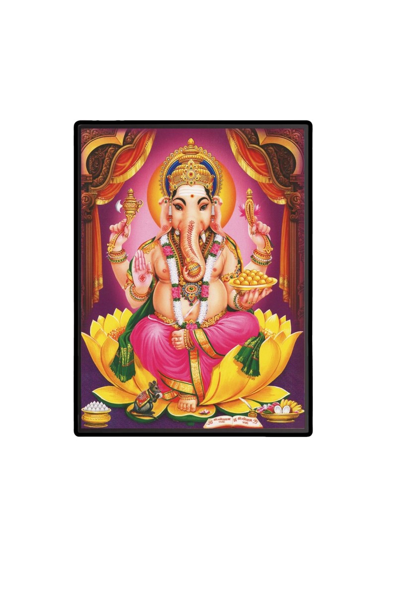 Lord Ganesh Laminated Photo  - 5x7 Inches, Divine Blessings for Home & Office and Temple Decoration