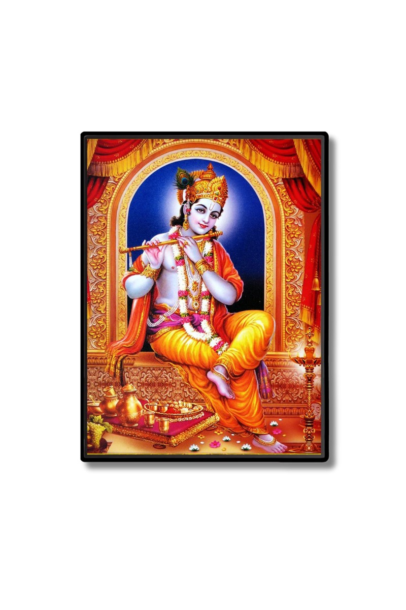 Sri Krishna Laminated Photo  - 5x7 Inches, Divine Blessings for Home & Office and Temple Decoration