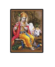 Sri Krishna Laminated Photo  - 5x7 Inches, Divine Blessings for Home & Office and Temple Decoration