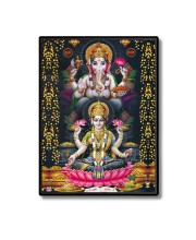 Lakshmi & Lord Ganesh Laminated Photo  - 5x7 Inches, Divine Blessings for Home & Office and Temple Decoration