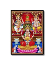 Maa Lakshmi Maa Saraswati & Lord Ganesh Laminated Photo  - 5x7 Inches, Divine Blessings for Home & Office and Temple Decoration