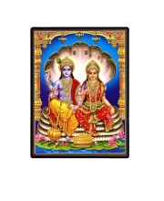 Lord Vishnu & Maa Lakshmi Laminated Photo  - 5x7 Inches, Divine Blessings for Home & Office and Temple Decoration