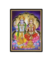 Lord Vishnu & Maa Lakshmi Laminated Photo  - 5x7 Inches, Divine Blessings for Home & Office and Temple Decoration