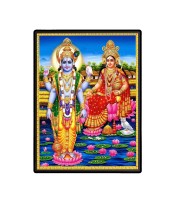 Lord Vishnu & Maa Lakshmi Laminated Photo  - 5x7 Inches, Divine Blessings for Home & Office and Temple Decoration
