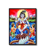 Kaaliya naag With Sri Krishna Laminated Photo  - 5x7 Inches, Divine Blessings for Home & Office and Temple Decoration