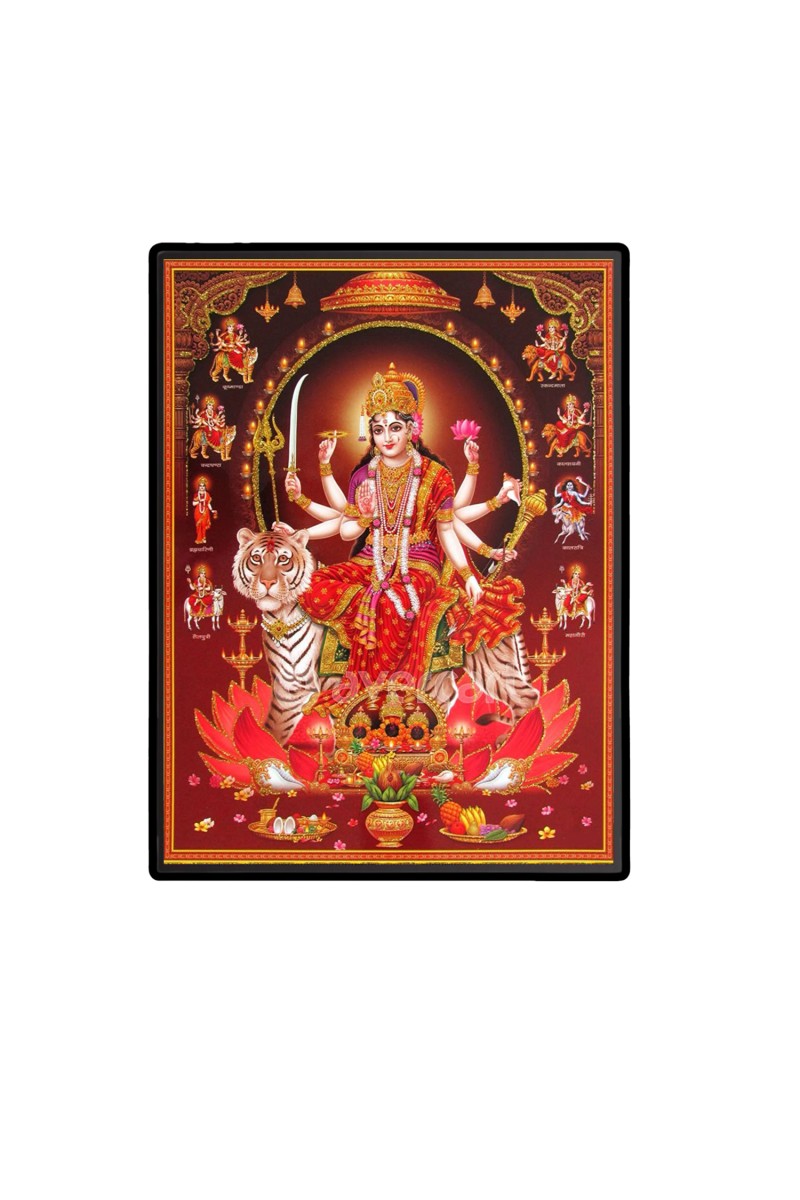 Nava Maa Durga Laminated Photo  - 5x7 Inches, Divine Blessings for Home & Office and Temple Decoration