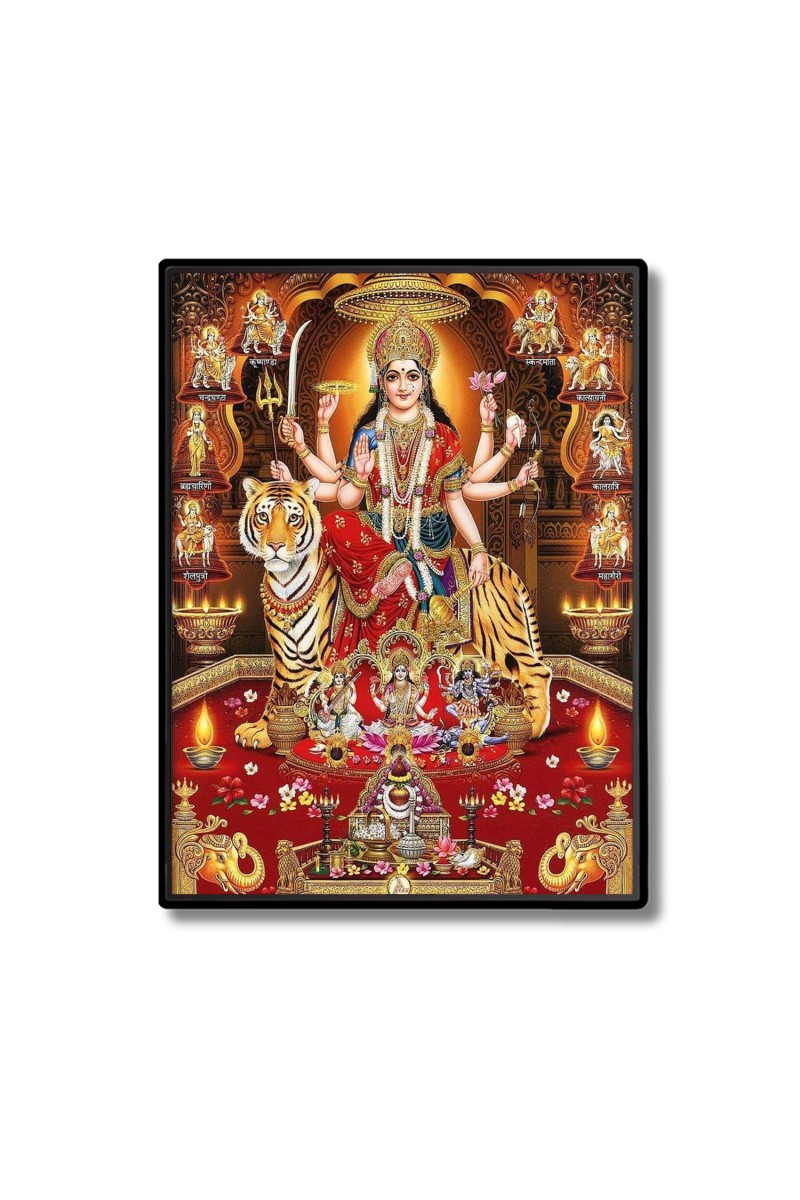 Nava Maa Durga Laminated Photo  - 5x7 Inches, Divine Blessings for Home & Office and Temple Decoration