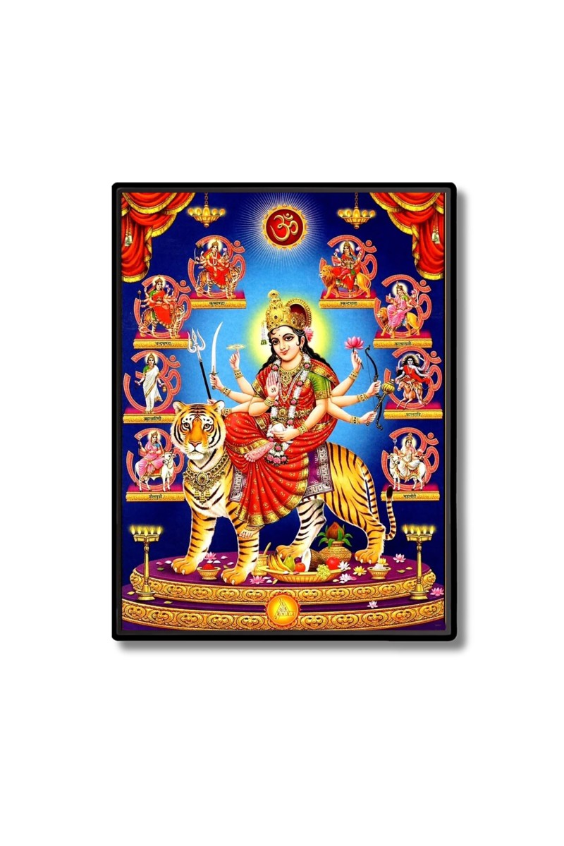 Nava Maa Durga Laminated Photo  - 5x7 Inches, Divine Blessings for Home & Office and Temple Decoration