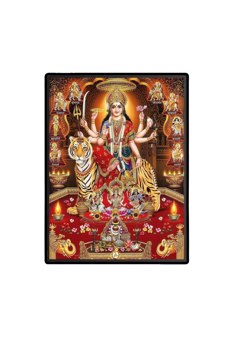 Nava Maa Durga Laminated Photo  - 5x7 Inches, Divine Blessings for Home & Office and Temple Decoration