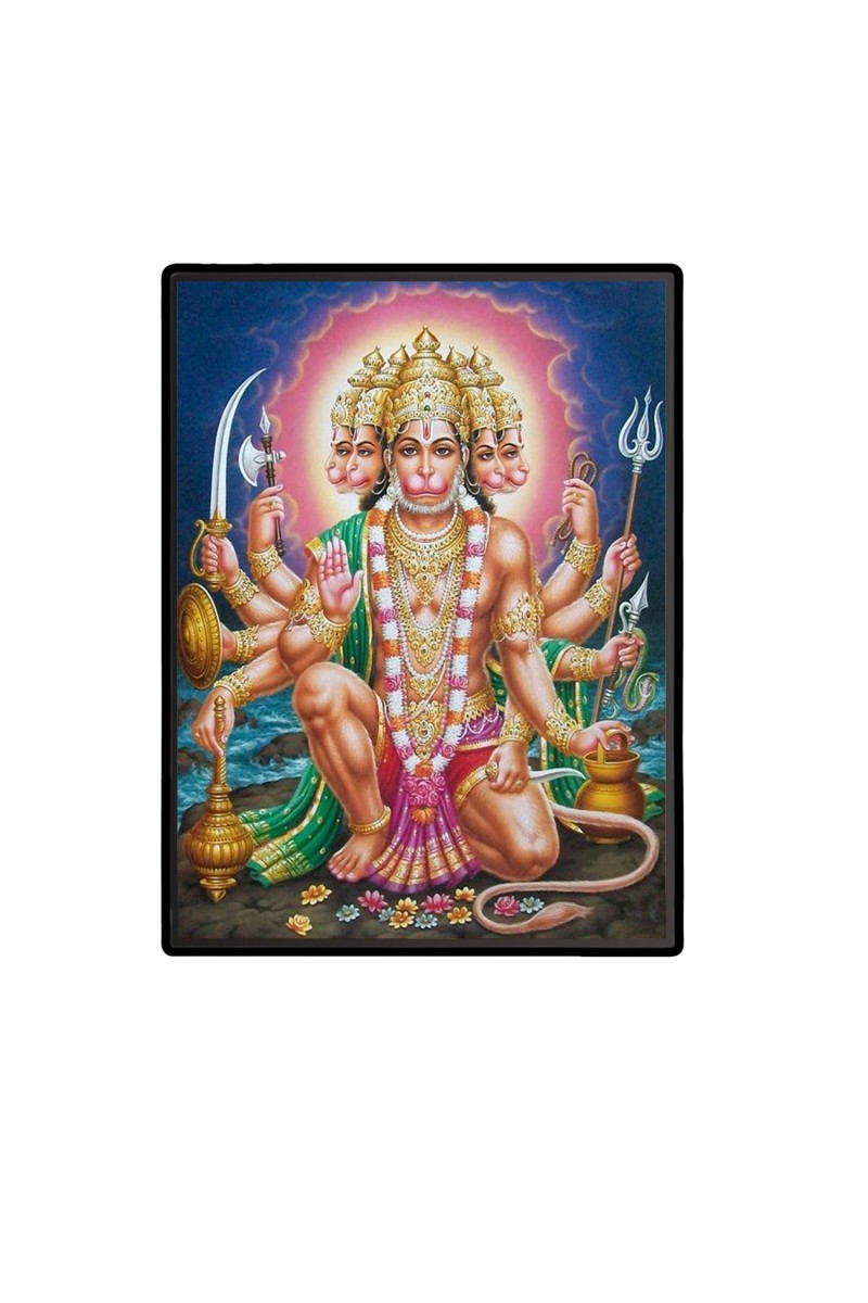 Panchamukhi Sri Hanuman Laminated Photo  - 5x7 Inches, Divine Blessings for Home & Office and Temple Decoration