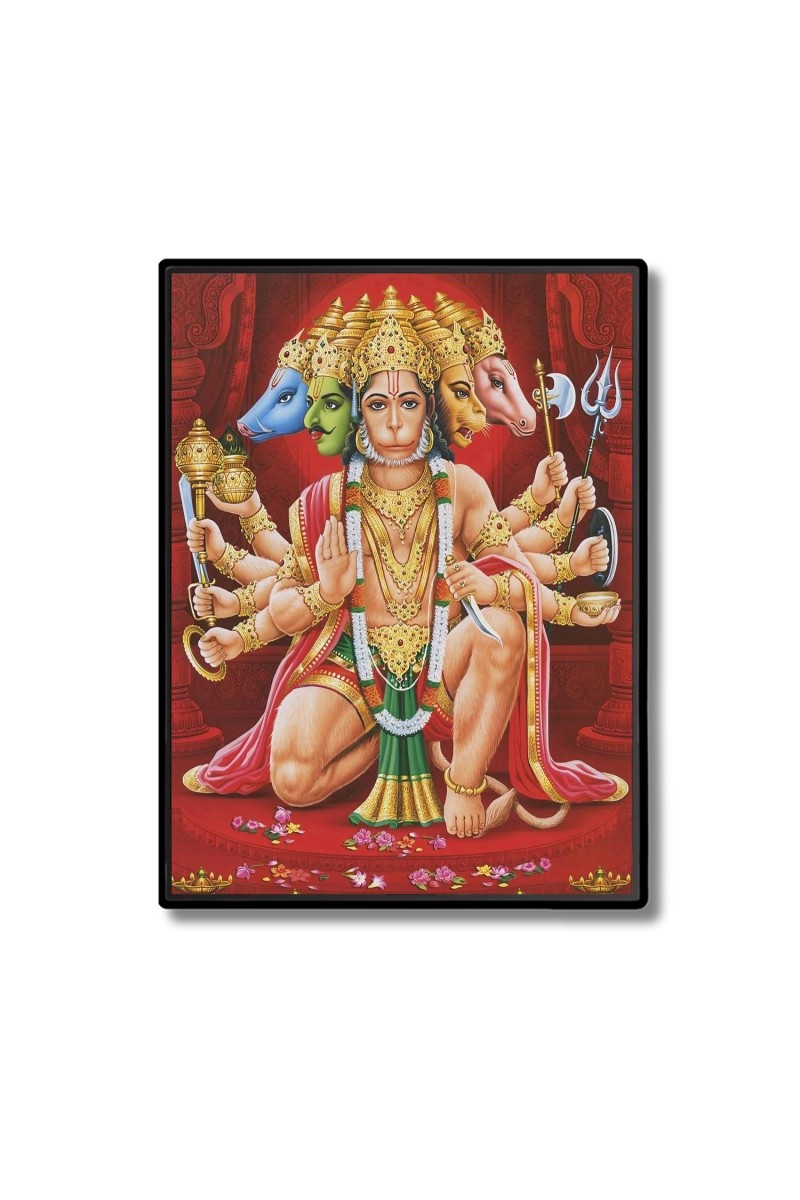 Panchamukhi Sri Hanuman Laminated Photo  - 5x7 Inches, Divine Blessings for Home & Office and Temple Decoration