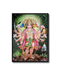 Panchamukhi Sri Hanuman Laminated Photo  - 5x7 Inches, Divine Blessings for Home & Office and Temple Decoration